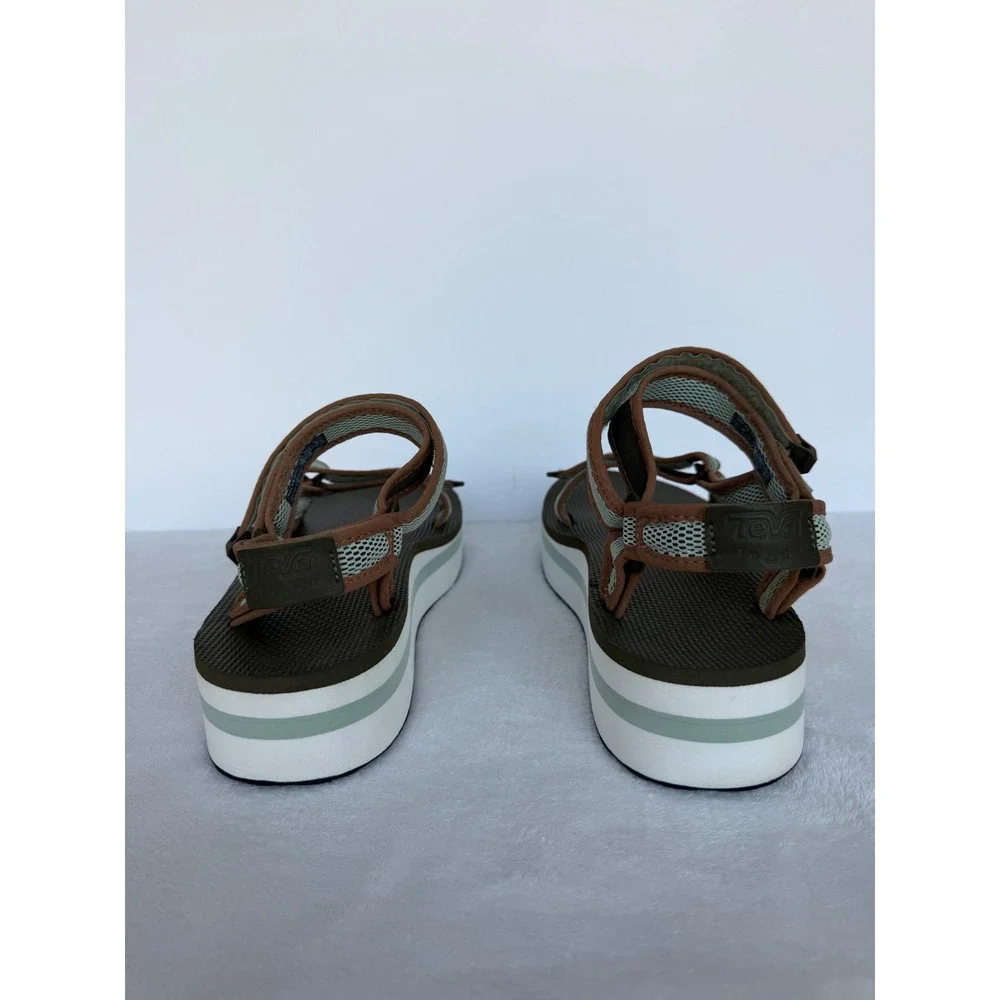 Teva Flatform Universal Mesh Print Sandals Dark Olive Burnt Orange 1102451 Sz 11